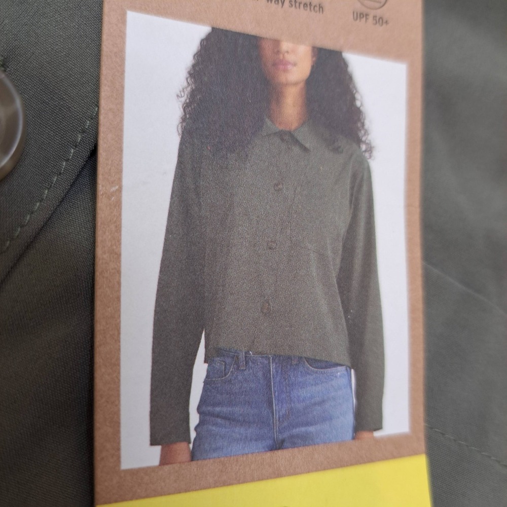 Eddie Bauer Womens Shirt Jacket S Green NWT Traveler Cropped 1908-350